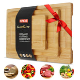 SliceElite large bamboo cutting board with handles and juice grooves for easy, stable prep.