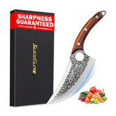 SliceElite Viking knife with sandalwood handle, balanced for precise control.