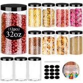 SLifeJars clear 32oz jar with black lid for pantry organization and visibility.
