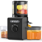 SmallHoo Cold Press Juicer with 6.5-inch feed chute enables quick whole-vegetable juicing.