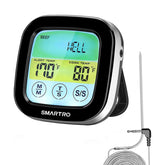 SMARTRO ST59 digital thermometer with oven readout on a backlit display for easy night cooking.