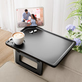 Smatdecis couch arm tray table large-top surface for drinks and devices.