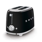 Smeg TSF01 toaster front view showcases compact footprint with retro charm.