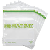 Smelly Proof heavy-duty stand-up bags show a tight seal for odor containment.