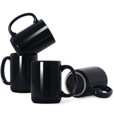 Smilatte 16oz porcelain mug front view in black for daily coffee.