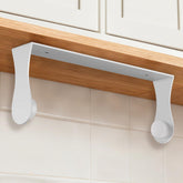Smipam paper towel holder under cabinet with adhesive wall mount for clutter-free kitchen.