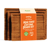 SMIRLY bamboo cutting-board set with deep-juice-grooves for mess-free meat prep.