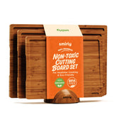 Smirly bamboo cutting boards set with reversible surfaces for versatile prep.
