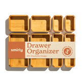 SMIRLY bamboo drawer organizer 8-piece set keeps utensil drawers tidy with flexible layout options.