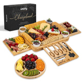 Smirly large bamboo charcuterie board with accessories ideal for entertaining