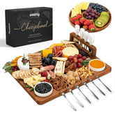 SMIRLY large charcuterie board with magnetic knife holder for entertaining
