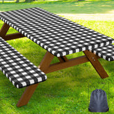 Smiry buffalo plaid picnic table cover for 72-inch tables keeps outdoor meals stylish and protected.