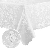 Smiry rectangle table cloth with embossed floral edge adds elegant dining ambiance
