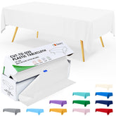 Smiry table cover roll with sliding cutter for precise cuts on rectangular tables.