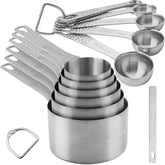 Smithcraft measuring cups and spoons set assembled showing durable 18/8 steel for precision