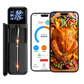 SMNQIUA smart wireless meat thermometer on charger dock for hands-free cooking.