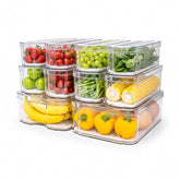 SMRCAD fridge organizers with lids showing clear visibility and easy access.