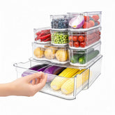SMRCAD fridge organizer with pull-out drawer for easy access to snacks