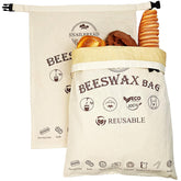 SnailBread XL beeswax bag with sourdough inside keeps bread fresher longer.