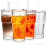 Snextek 20oz ribbed tumbler with lid and straw for mess-free sipping