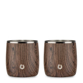 Snowfox premium vacuum insulated whiskey rocks glass set 2 with dark walnut finish, ideal for whiskey on the rocks.