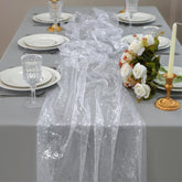 Snowkingdom silver table runner set of six, 27.5x120 inches, for rectangular or round tables.