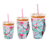 Snowso 3-pack iced coffee sleeves set with durable neoprene protects cups and keeps hands dry.