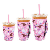 Snowso 3-pack small iced coffee sleeve keeps hands dry for 16–18 oz cups.