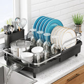SNTD dish drying rack extendable width for compact kitchens and flexible use