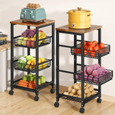 SNTD fruit basket stand with wood top for organized storage and extra surface space.