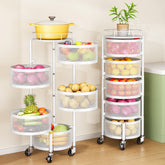 SNTD fruit and vegetable basket with rotating rack and white lid for easy access