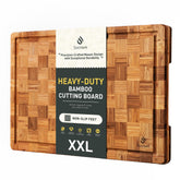 Socisen Extra Large Bamboo Cutting Board with non-slip feet provides stable prep.