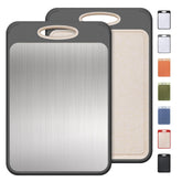 Socisen double-sided cutting board with stainless steel side for meat slicing