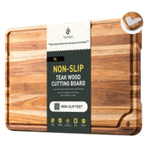 Socisen teak cutting board 17inch large offers ample prep space for big meals.