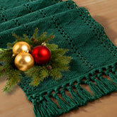 Socomi boho table runner in emerald green adds rustic elegance to your dining space.