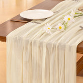 Socomi cheesecloth table runner in beige 35x120 inches ideal for versatile table decor.