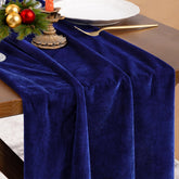 Socomi royal blue velvet table runner 20x120 for elegant dining occasions.