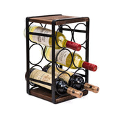 SODUKU rustic wood countertop wine rack displaying six bottles on a kitchen counter
