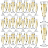 Soelomu 40-pack clear champagne flutes, durable and disposable for weddings and parties.