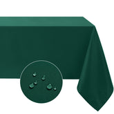Softalker rectangle tablecloth in green shows wrinkle-free fabric for quick table setup.