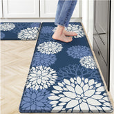 SofterCharm kitchen mat 17.3x47 blue-dahlia full view with calm blue pattern and generous surface