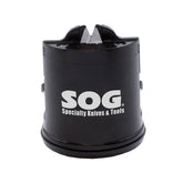 SOG Countertop Sharpener on a flat surface enables hands-free sharpening.