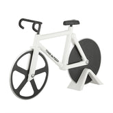 SOHO Kitchen Tour de Pizza Cutter, front view, crisp dual blades for easy slicing.