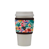Sok It HotSok coffee sleeve with abstract floral closeup protects hands while keeping heat