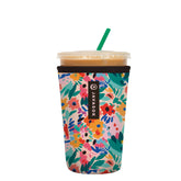 Sok It JavaSok abstract floral sleeve highlights durable neoprene for on-the-go insulation and grip.