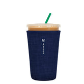 Sok It JavaSok blue jean sleeve on cup keeps drinks cold and hands comfortable.