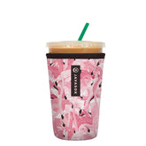 JavaSok Flamingo Dance sleeve close-up shows durable neoprene for cold drinks.