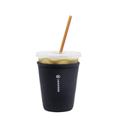 Sok It JavaSok insulated sleeve in black, front view keeps drinks cold.