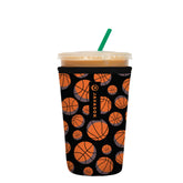 Sok It JavaSok iced coffee sleeve on a basketball-sized cup keeps drinks cold longer.