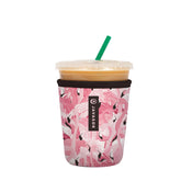 Sok It JavaSok Flamingo Dance iced coffee sleeve keeps drinks cold on the go.
